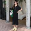 2026 Colorful Button Knit Maternity Polo Collar Nursing Skirt
