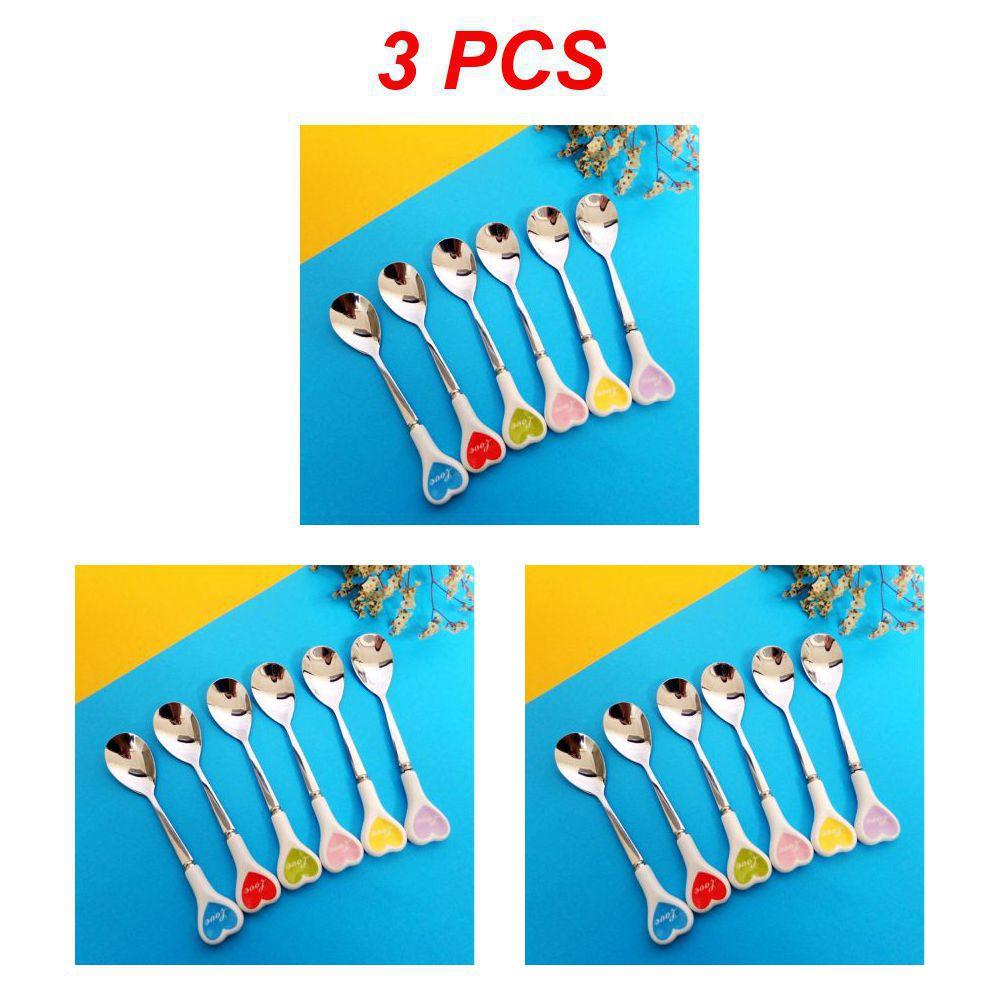 1/3/5PCS Stirring Coffee Spoon Ice Cream Dessert Long Handle Creative Cute Kitchen Supplies Cutlery Teaspoon Multicolor