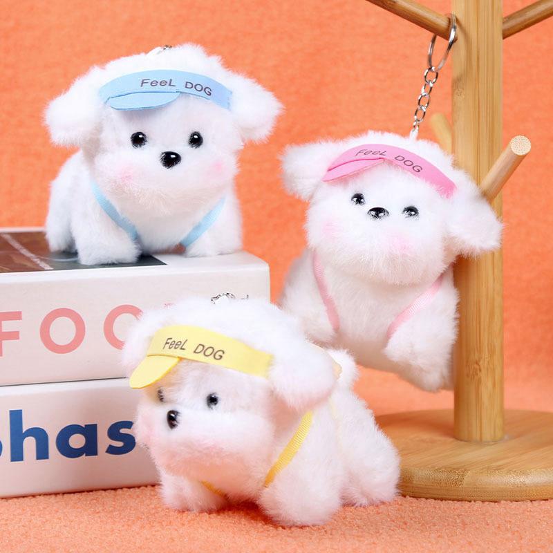 Cute Cartoon Plush Puppy Keychain Pendant Creative Stuffed Animals Keychain Kawaii Backpack Decoration Accessories Gifts