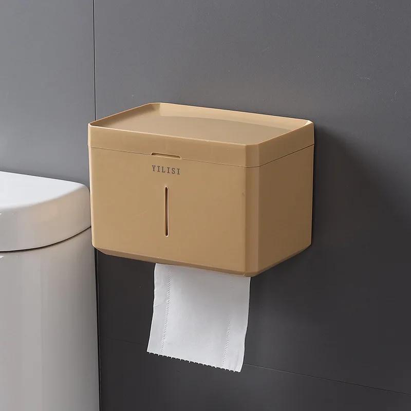 No-Drilling Wall-Mounted Tissue Box Nordic Style Multi-Functional Tissue Storage Box Bathroom Paper Roll Holder Miscellaneous It