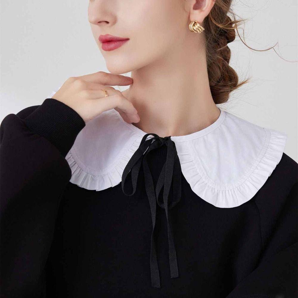 Petal False Collar Lace Up Detachable Shirt Vintage Lapel Fake Collar