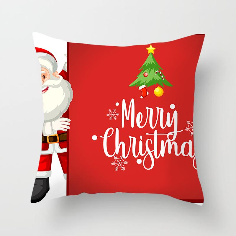 Cartoon Santa Claus Pillowcase Sofa Kids Room Decoration Merry Christmas Cushion Cover