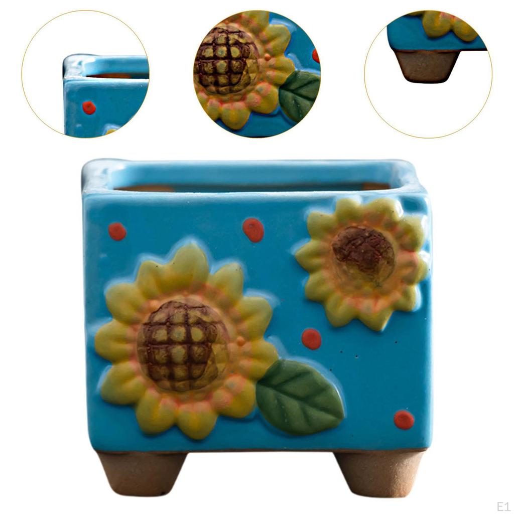 Planter Small Square Flower Pot Decorative Plant for Indoor And Outer Yard in Hof Bookcase