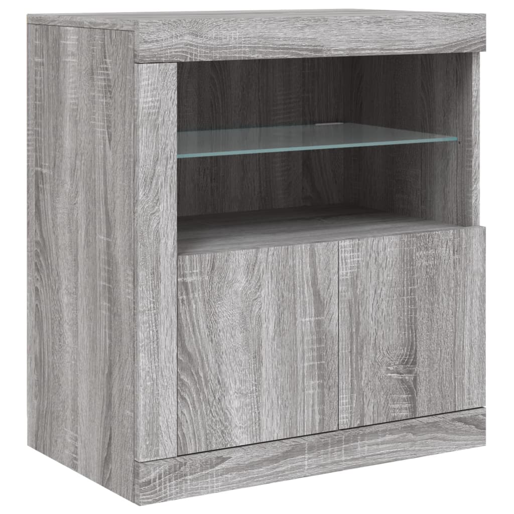 Sideboard with LED Lights Gray Sonoma 162 x 37 x 67 cm