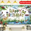 2D Flachbanner Polyester Cartoon Insektenmuster Partybanner Geburtstagsfeier Dekoration Hintergrundtuch