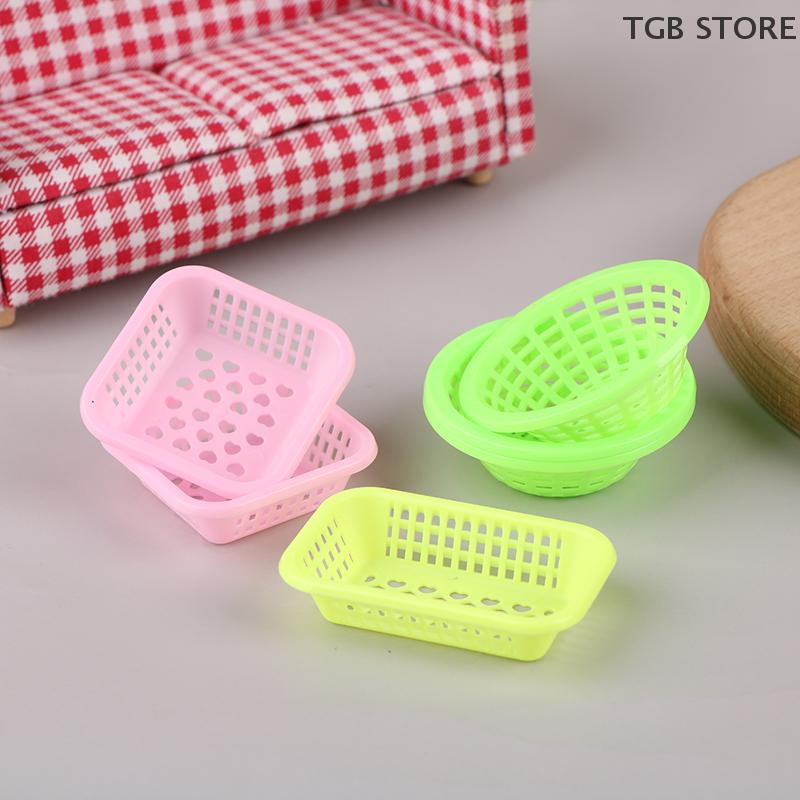 10Pcs Washing Storage Basket 1:12 Dollhouse Washing Vegetables Fruit Food Baskets Kitchen Decor Toy Doll House Accessories