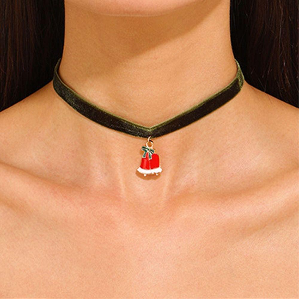 Cartoon Christmas Choker Clavicle Chain Cartoon Pendant Choker Velvet Collar Necklaces  Festival