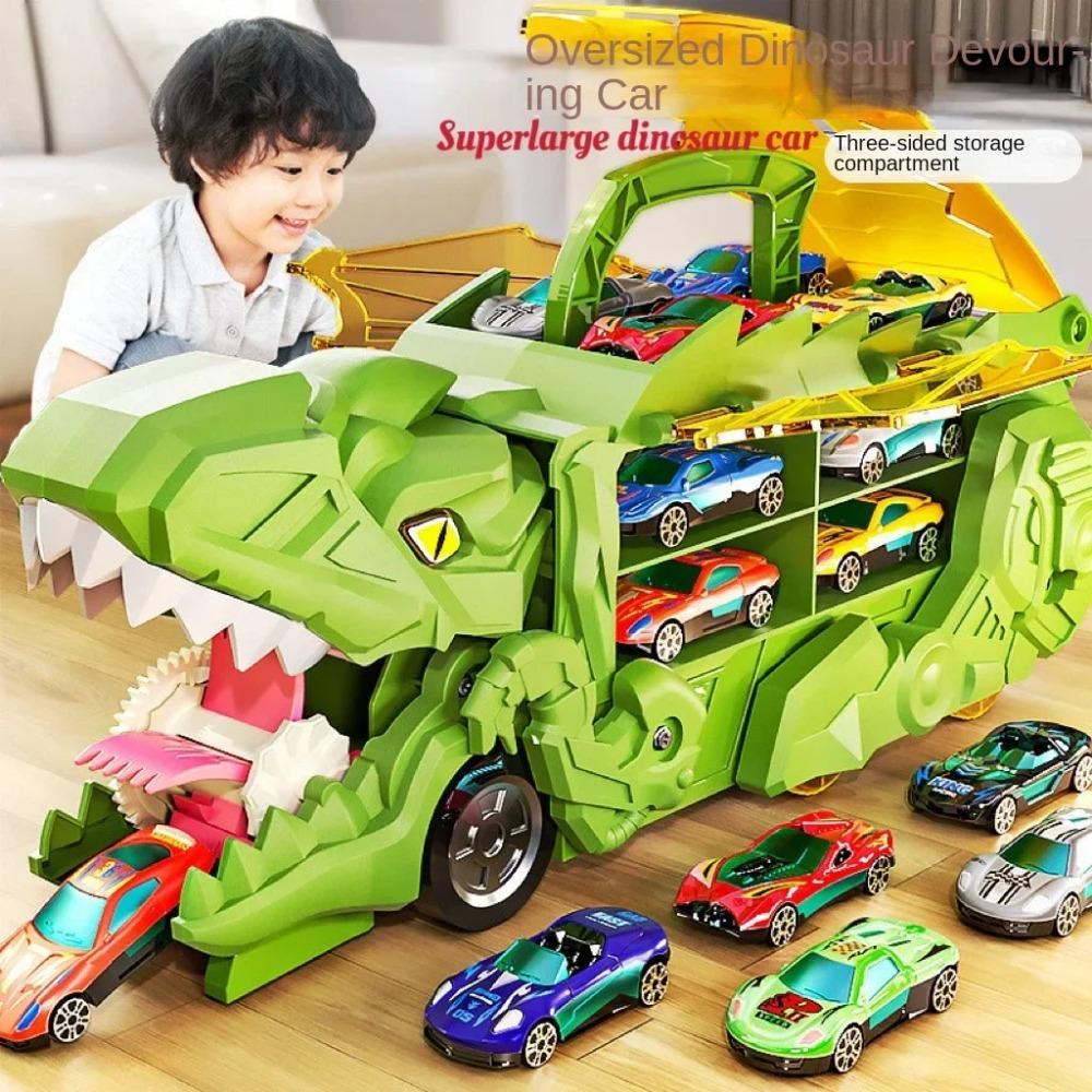Novo Ataque de Carro Devorador de Dinossauro Tiranossauro Rex Devorador Brinquedo de Transformação Quebra-Cabeça Armazenamento Infantil Carro de Deslizamento Inercial
