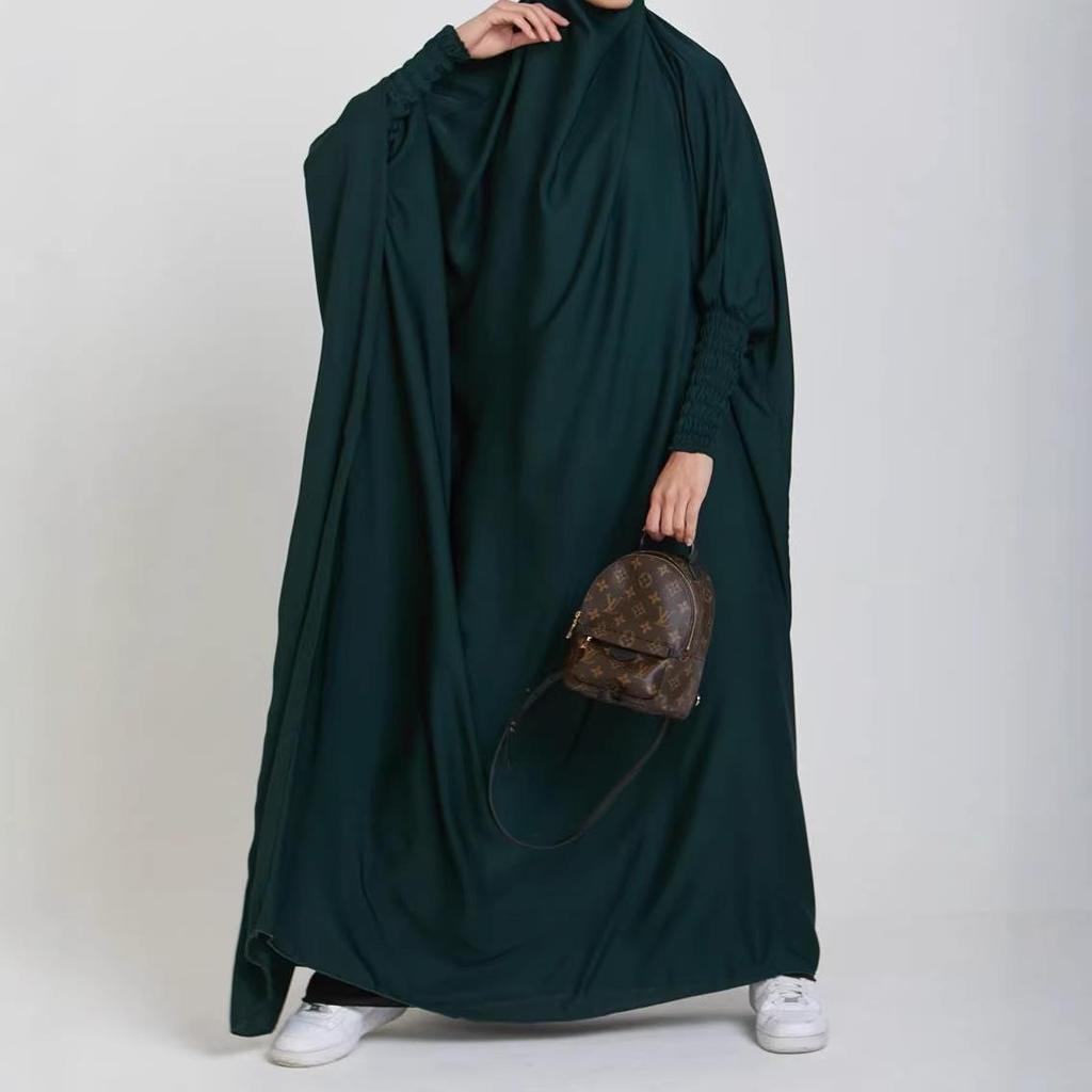Women's Solid Color Abaya Dress - Middle Eastern & Southeast Asian Style