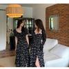 Summer New Thin Gentle Floral Vacation Travel Small Black Dress Medium and Long Temperament Dress