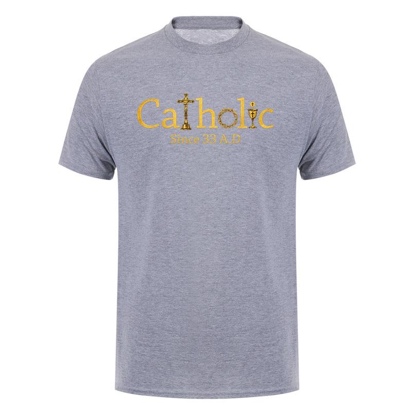 Catholic Since 33 Ad Christian T Shirt Jesus Crucifix Eucharist Faith Graphic Tee Religious Gift Tops Da335