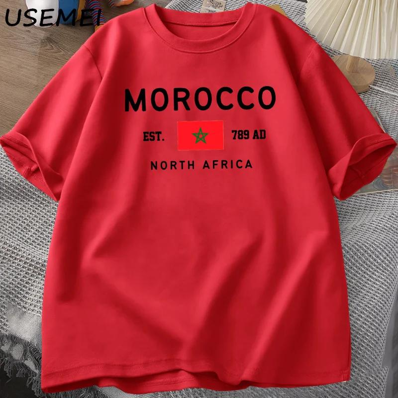 Morocco North Afric T-shirt Men Moroccan Flag T Shirt Oversized Graphic Tees Cotton Short-sleeve Man Clothing Streetwear