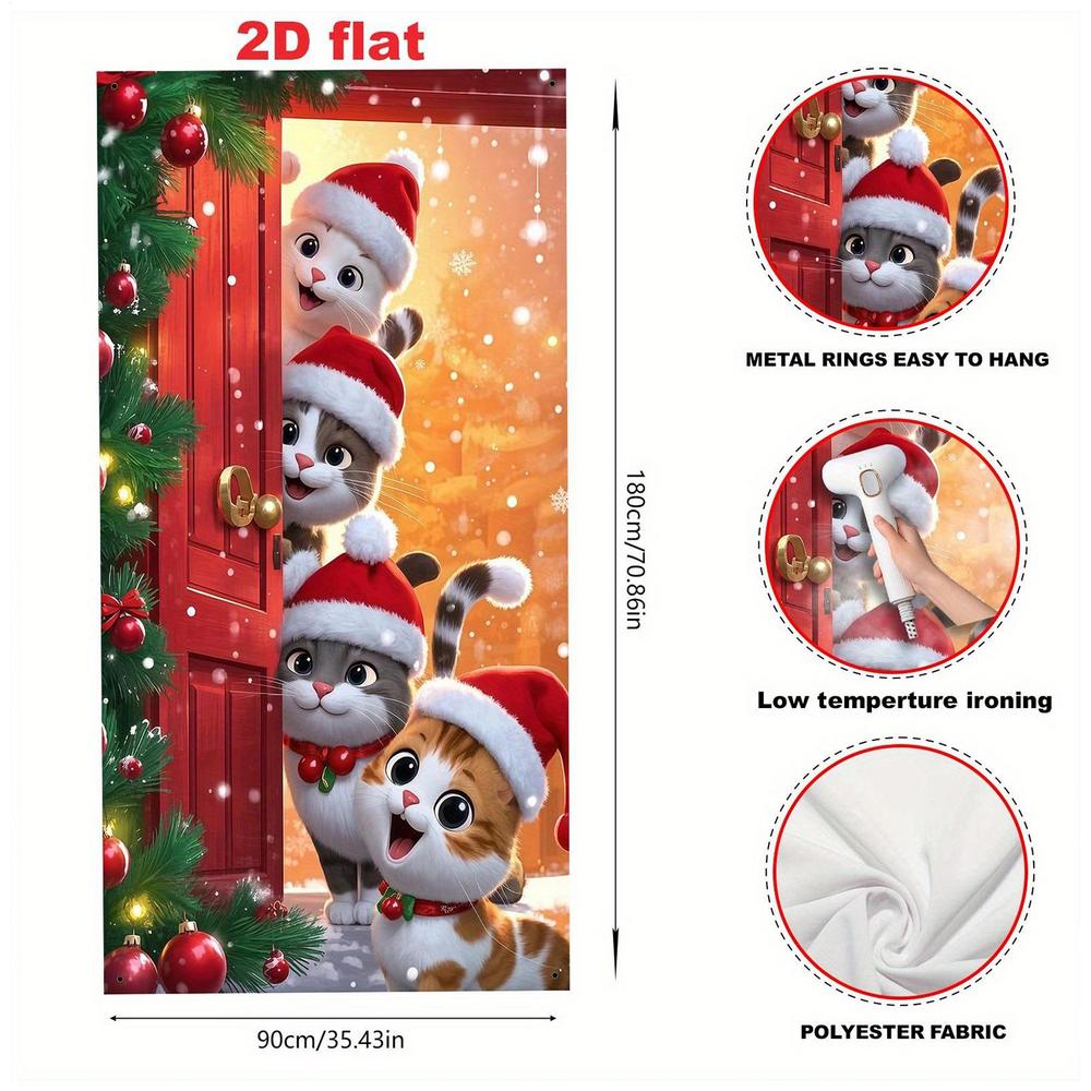 

Christmas Door Wrap Cute Reusable Waterproof Christmas Holiday Door Cover Outdoor Decor For Indoor Outdoor Office Apartment