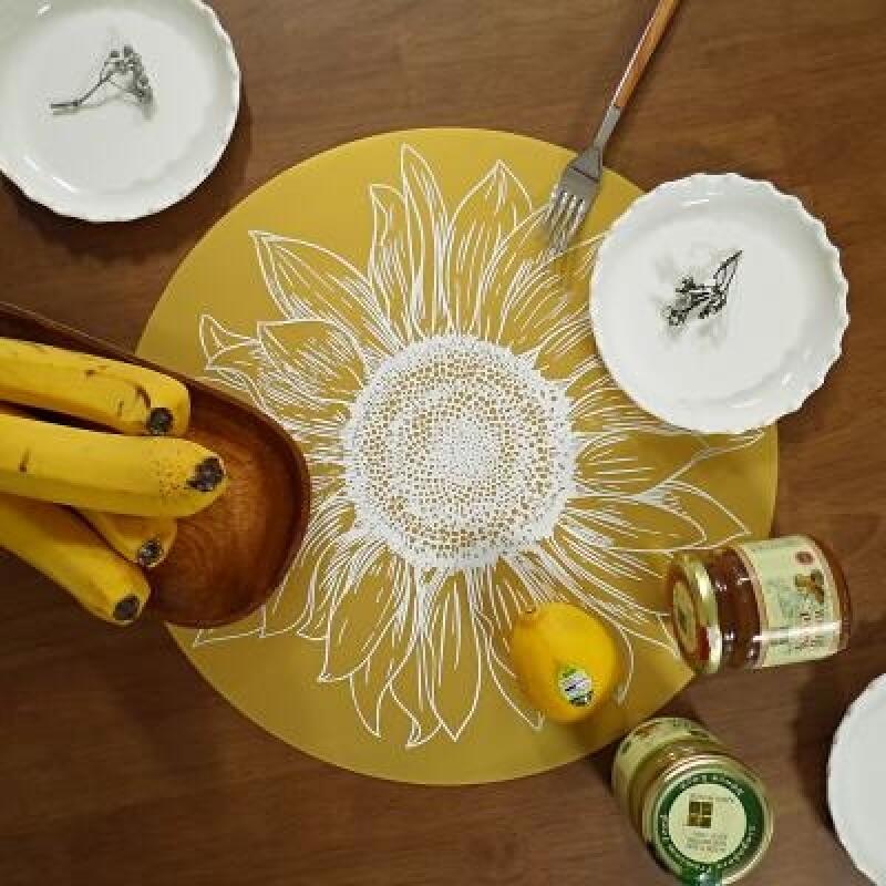 Sunflower Round Silicone Placemat 2P white