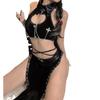 Domila's New Dark Rivets Hollow Straps Cheongsam Sex Underwear Witch Game Suit Cosplay F412