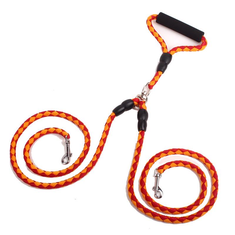 

Double-Ended Braided Dog Leash - Two-in-One Walking Chain 1.4 meters жёлтый/красный