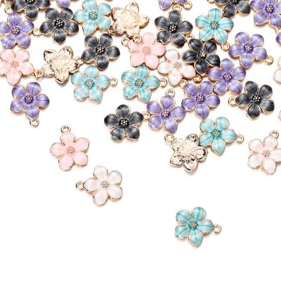 10 pz/borsa fiore colorato cuore pendenti con ciondoli smalto metallo collana braccialetto fascino per gioielli fai da te forniture accessori