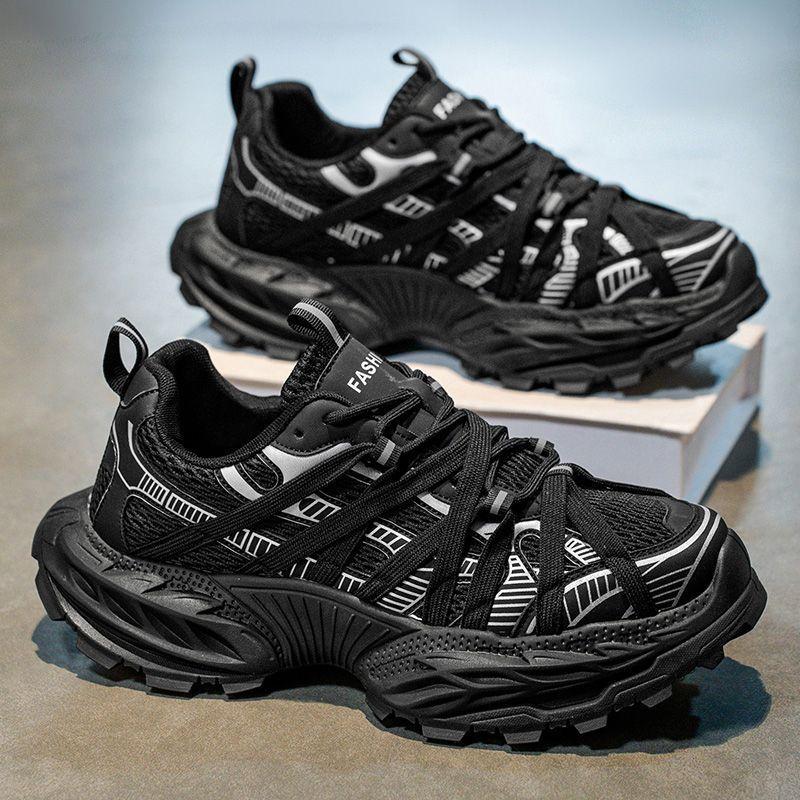 

National tide men s shoes autumn breathable mesh niche original running sneakers, youth anti-slip platform daddy trendy shoes 44 чорний