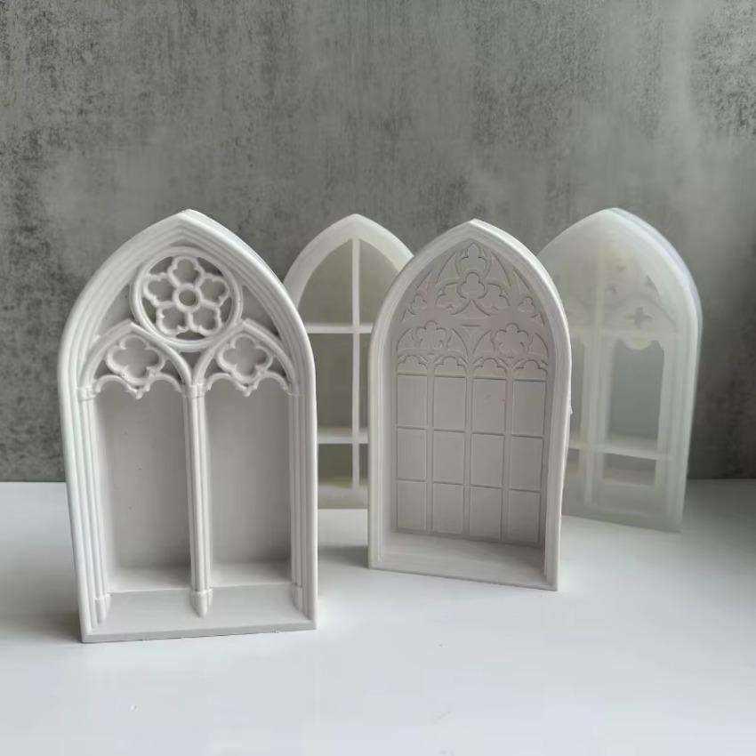 1 Pcs Jewelry Display Holder Tray DIY Dish Mold Church Window Crystal Epoxy Resin Mold Cabinet Storage Box Silicone Mould