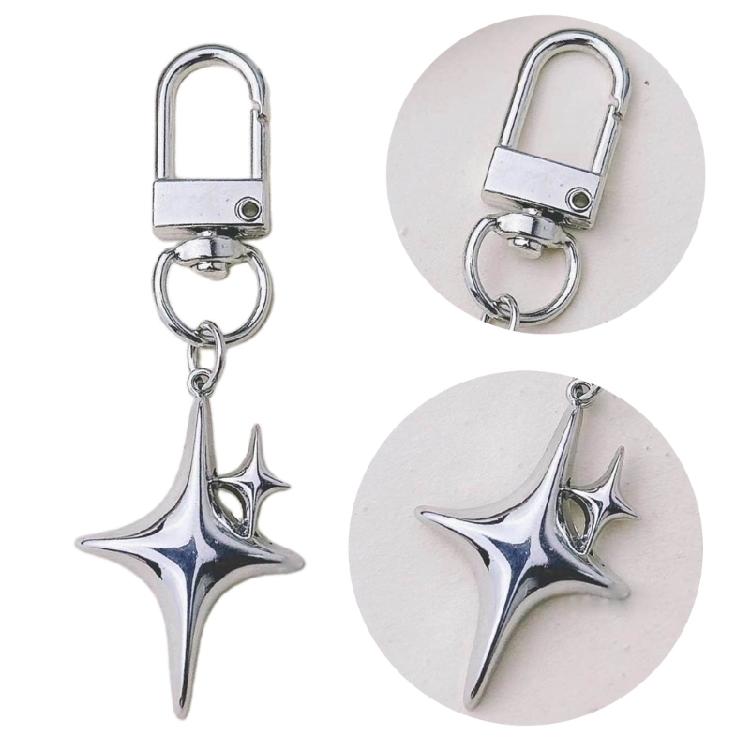 Hollow Star Charm Pendant Keychain Stylish Crystal Star Moon Keychain Car Keyring for Women Bag Ornament Backpack Decors