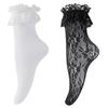[LittleForBig] Women's Lace Frill Fishnet Socks [Yuwa Close] Rose Lace Lolita Socks 2-Piece Set