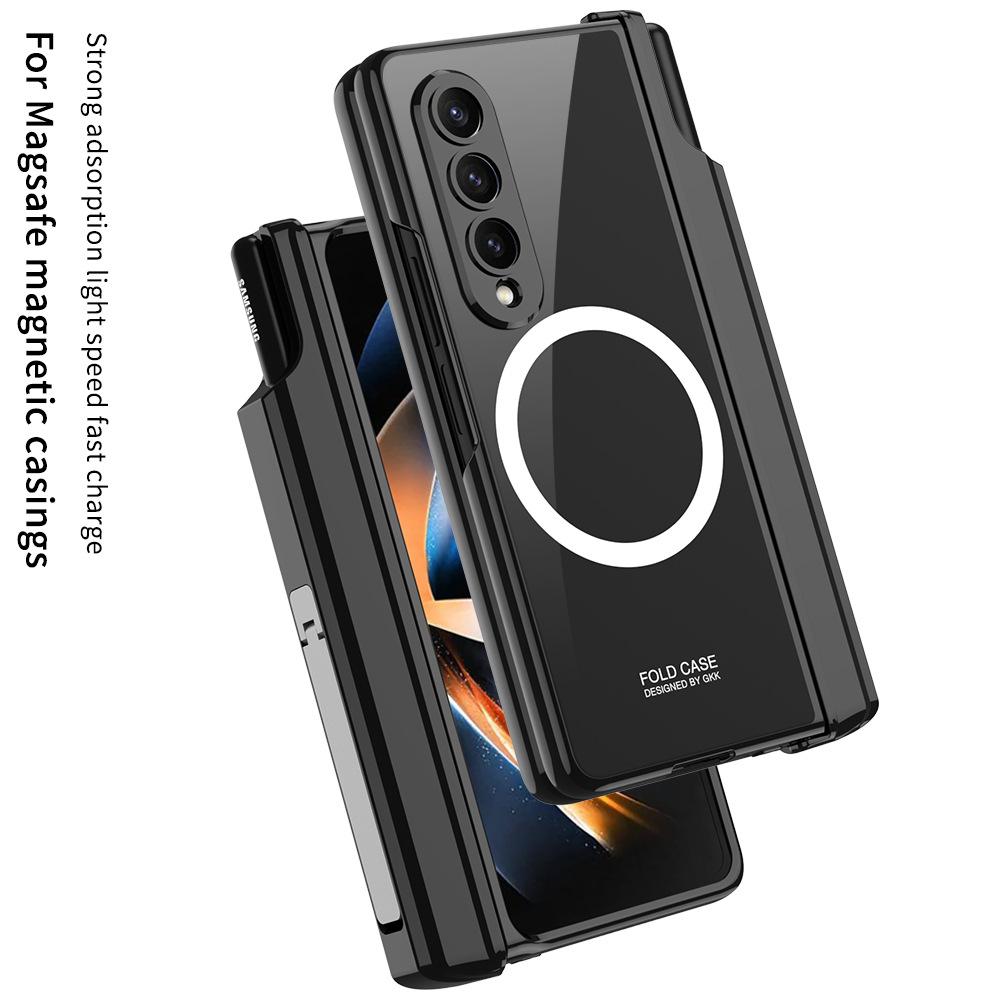Samsung ZFold4 Mobile Phone Case Wireless Charging Magnetic Suction Case Film Phantom Pen Holder Holder Folding Full Cover Protective Case