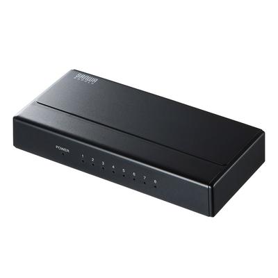 SANWA SUPPLY Gigabit Compatible Switching Hub 8 Ports with Loop Detection Lightweight Plastic Housing Magnet, Function, LAN-GIGAP801BK