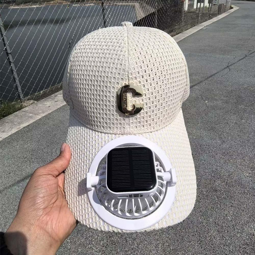 Portable Solar Powered Fan Baseball Cap Adjustable 300mA Rechargeable Fan Hat Long-lasting Versatile Cooling Mesh Peaked Cap