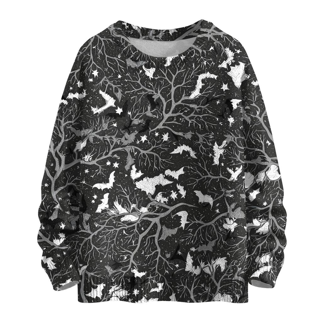 Ladies' Fashionable Casual Long Sleeved Halloween Printed Round Neck Knitted Yarn