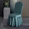 Solid Color Thicken Elastic Pleated Hem Dining Chair Cover Non-slip Slipcover Light Luxury Banquet Chair Cover Hotel Decor