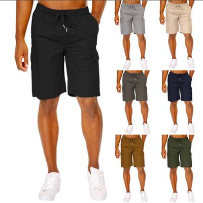 Men's Classic Workwear Drawstring Loose-Fit Solid-Colour Multi-Pocket Fashion Shorts
