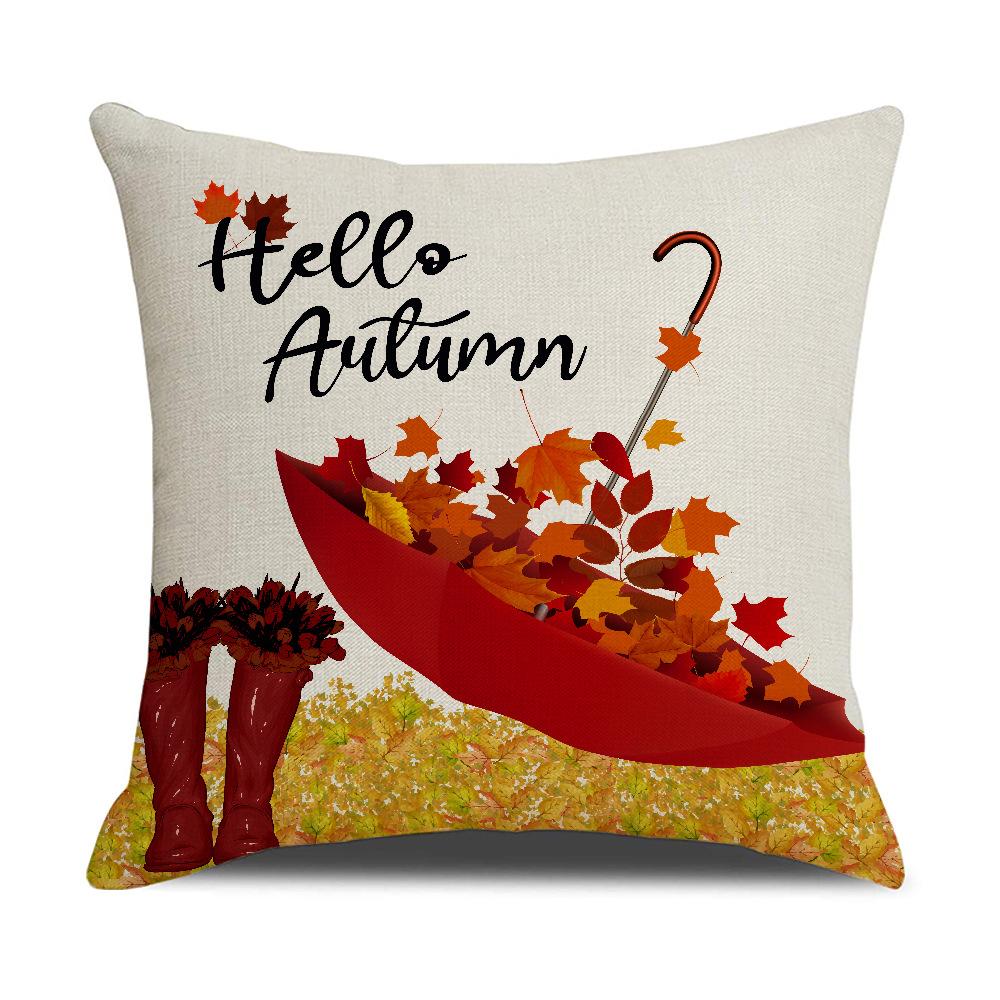 Linen Thanksgiving Pillowcase Maple Leaf Autumn Harvest Festival Pillowcase Sofa Cushion