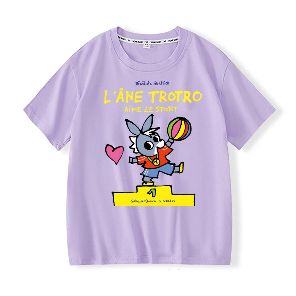 

Lane Trotro TV 100%Cotton T-shirts Children Boysgirls Short Sleeve Breathable Tops Kawaii Kids Summer High Quality Tshirts Tee 110 фіолетовий