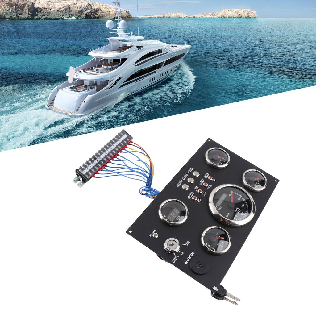 New 5 In 1 Digital Gauge Cluster Engine RPM Fuel Level Oil Pressure Water Temp Voltage Meter Alarm Function for RV Boat Yacht