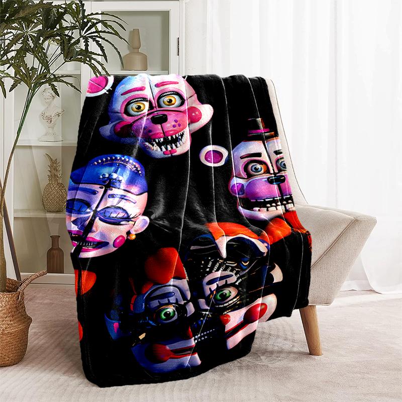 1pc Blanket Five Nights at Freddy's2 Print Design, Lightweight Blanket for Sofa, Bed- Soft &Warm, Gift for All Seasons like Christmas, Halloween