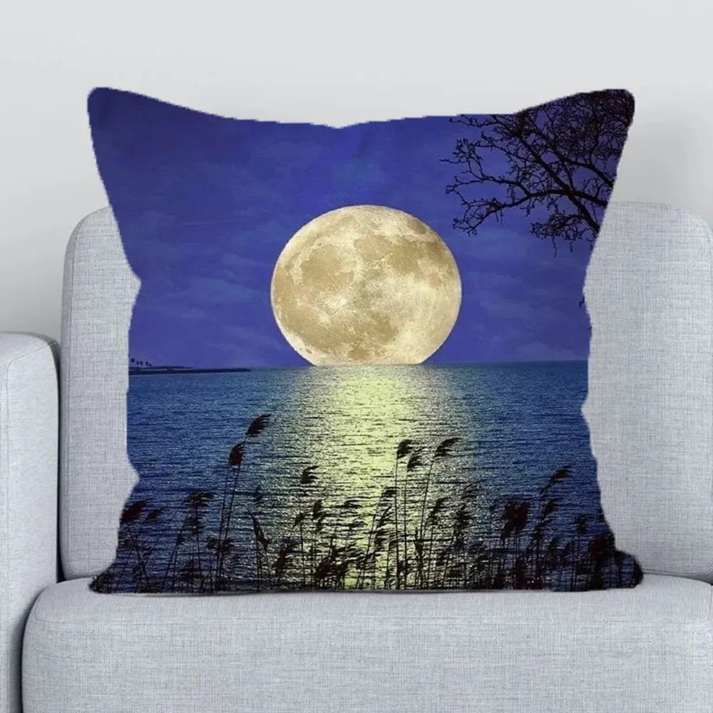 Office Sofa Luxury Cushion Cover Moon Night Sky Pattern Print Home Decor Pillow Cover