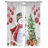 Christmas Snowman Pine Branch Sheer Curtains for Living Room Decoration Window Curtains Kitchen Tulle Voile Curtains