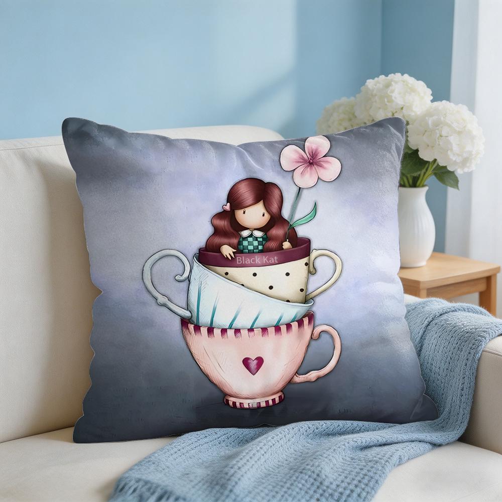Cartoon SSantoro Gorjuss Cushion Cover Square Pillow Bedroom Sofa Leisure Comfort Living Room Home Decoration X