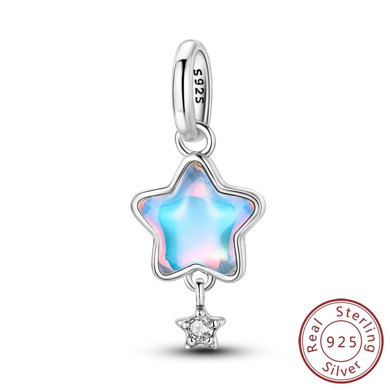 Charms Beads 925 Sterling Copper Pink Butterfly Luminous Firefly Chameleon Heart Charm Fit Original Bracelet DIY Holiday Zircon