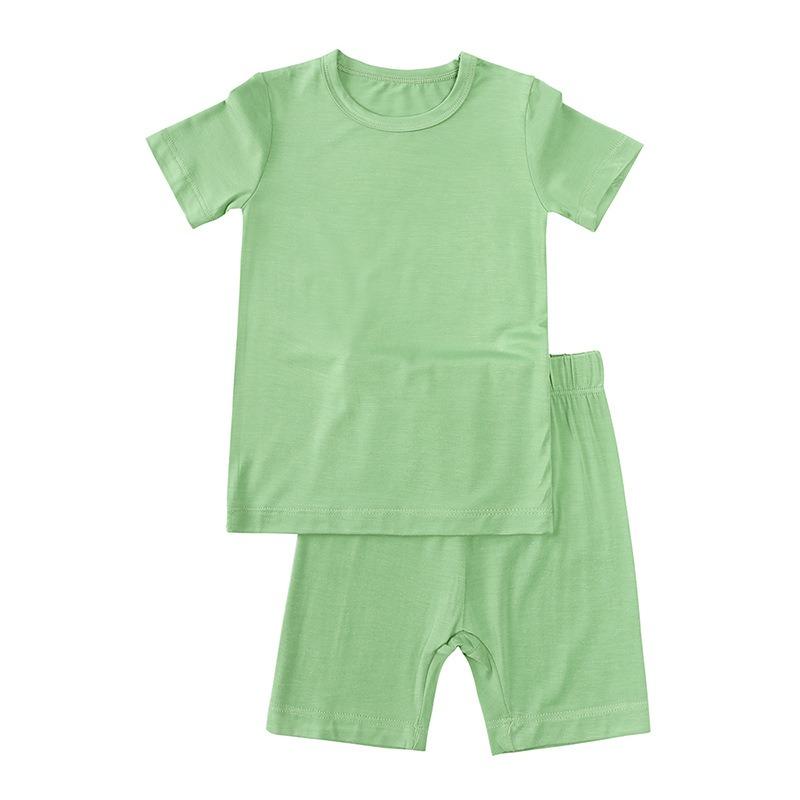 Bamboo Fiber Kids Boys Girls Clothes Set Breathable Pajamas Short Sleeve Top+Shorts Baby Loungewear Children's Sleepwear