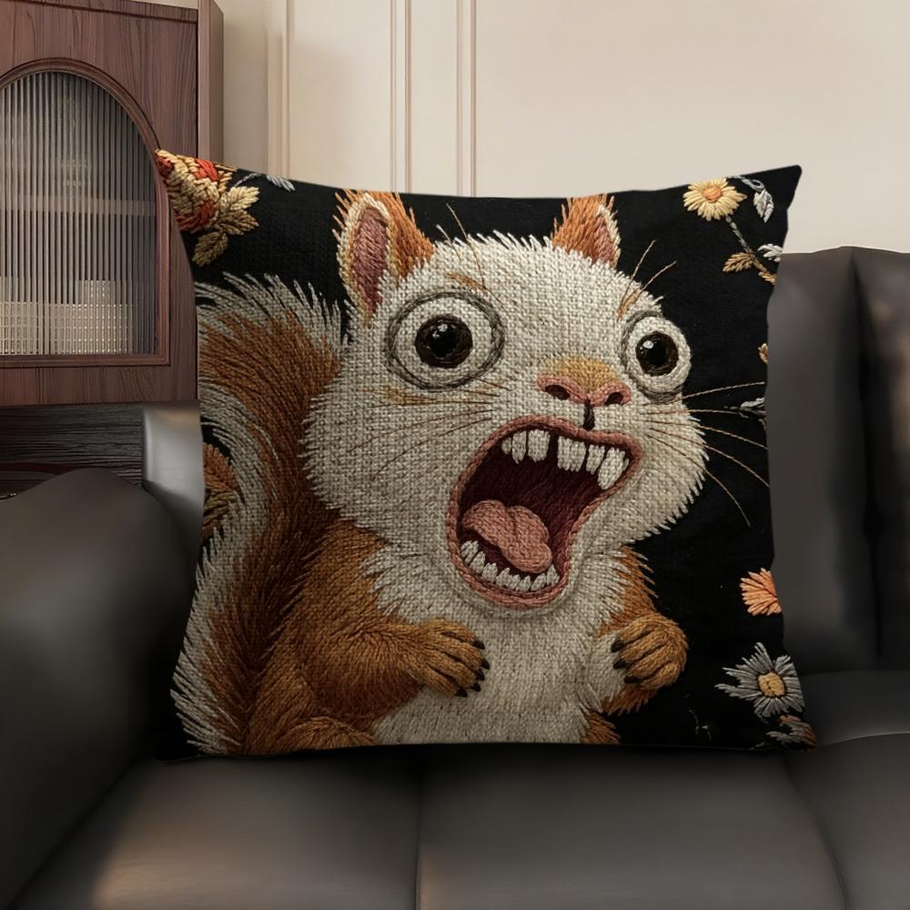 2D Scream Tiere Retro Kissenbezug Natürlicher Leinen Bio-Stoff Beidseitiger Druck Sofa Heimdekor Geschenk Kissenhülle