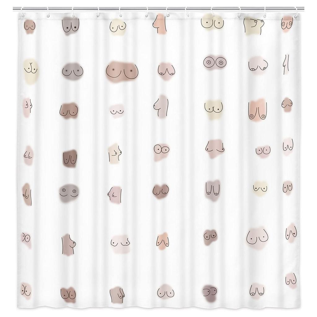 Rideau de douche Sexy Boobs Sein Féminin Féministe Motif Sein Sans Couture Rideaux de Salle de Bain Polyester Écran de Salle de Bain Avec Crochets