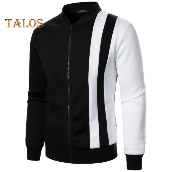 Herr Höst Vinter Kappa Ståkrage Dragkedja Dragsko Färgblock Sportjacka med Elastiska Ärmslut och Fåll Slim Fit Fitness Ytterkläder