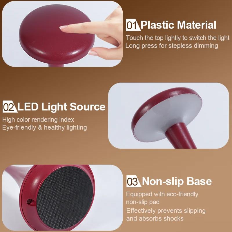 Mushroom Table Lamp Rechargeable Wireless Touch Lamp Creative Desk Lamps Bedroom Atmosphere Light