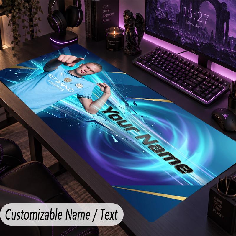 Large Mouse PadErling Haaland Custom Name Text Personalized Desk Mat Non Slip Gaming Pad