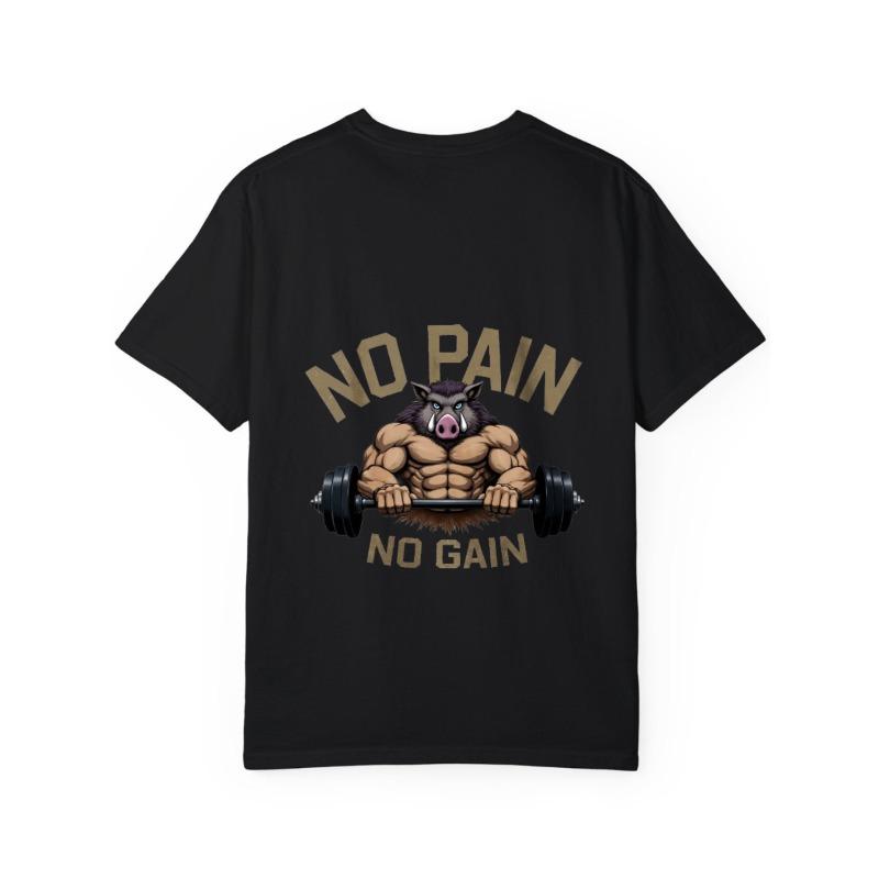 No Pain No Gain Muscle Boar T Shirt White Gym Workout Fitness Motivational Graphic Tee Men's Casual Sport Wear