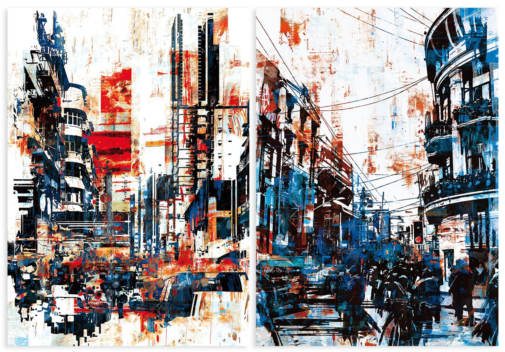 

Zestaw dwóch plakatów abstrakcje 21x29,7 cm A4