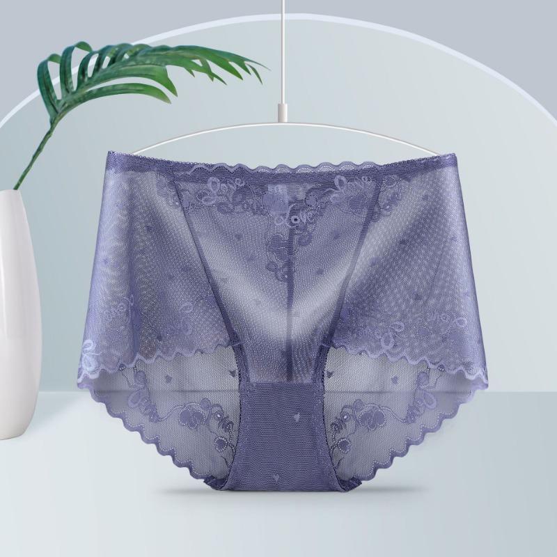 Sexy, verführerische Slips aus hohler Spitze, übergroße Unterwäsche für Damen, Slips mit hoher Taille, hüftbetonend, nicht eng anliegend, Damenhöschen