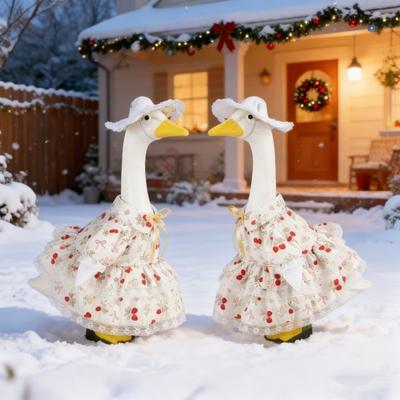 Spring Flower Porch Goose Outfit for 23 Inch Cement Goose Wildflower Floral Goose Clothes for Spring Summer Outdoor Patio Yard Lawn Decoration