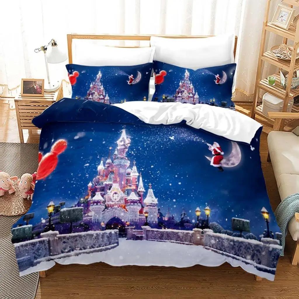 Christmas Duvet Cover Set Santa Claus Printed Twin Size Bedding For Kids Adults New Year Gift Polyester Bedclothes